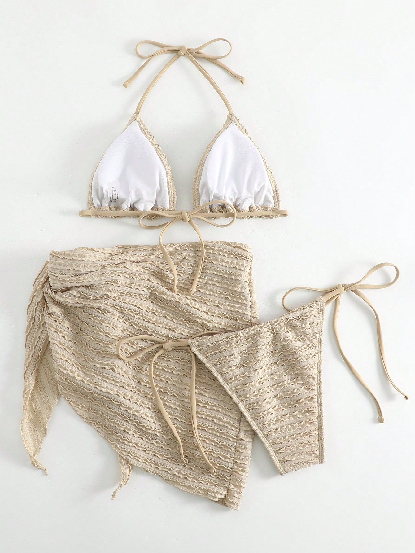 Halter Triangle Bikini Swimsuit with Beach Skirt