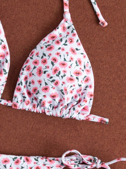 SHEIN Swim Mod Ditsy Floral Triangle Tie Side Bikini Swimsuit